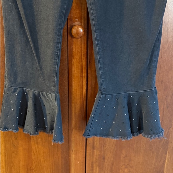 Anthropologie Pilcro Embellished High-Rise Slim Fit Flounced Jeans - Picture 3 of 8